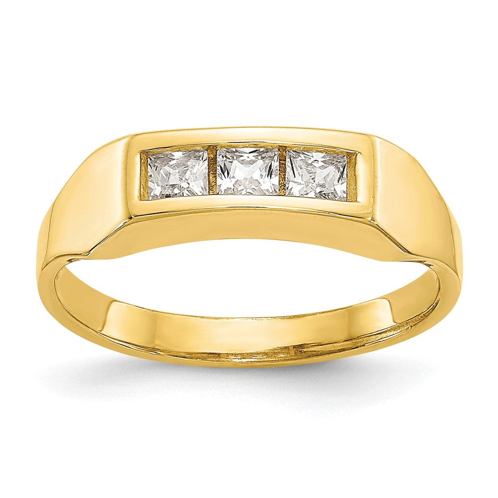Casted;Polished;10K Yellow gold;CZ