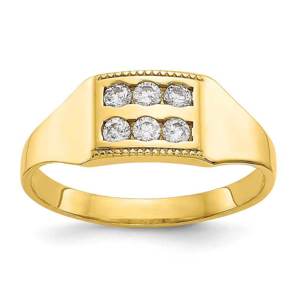 Casted;Polished;10K Yellow gold;CZ