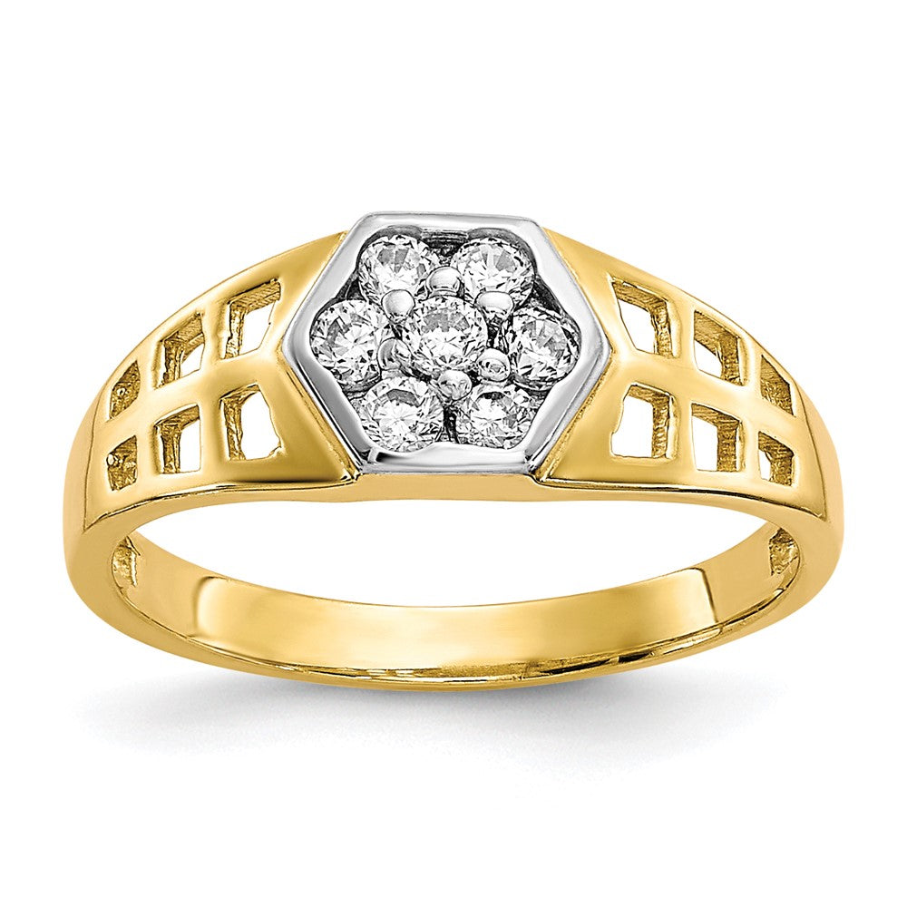 Casted;Polished;10K Yellow gold;CZ