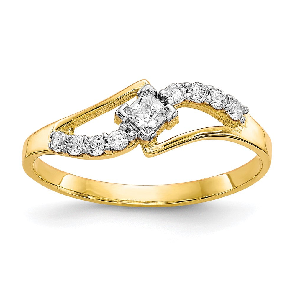 Casted;Polished;10K Yellow gold;CZ