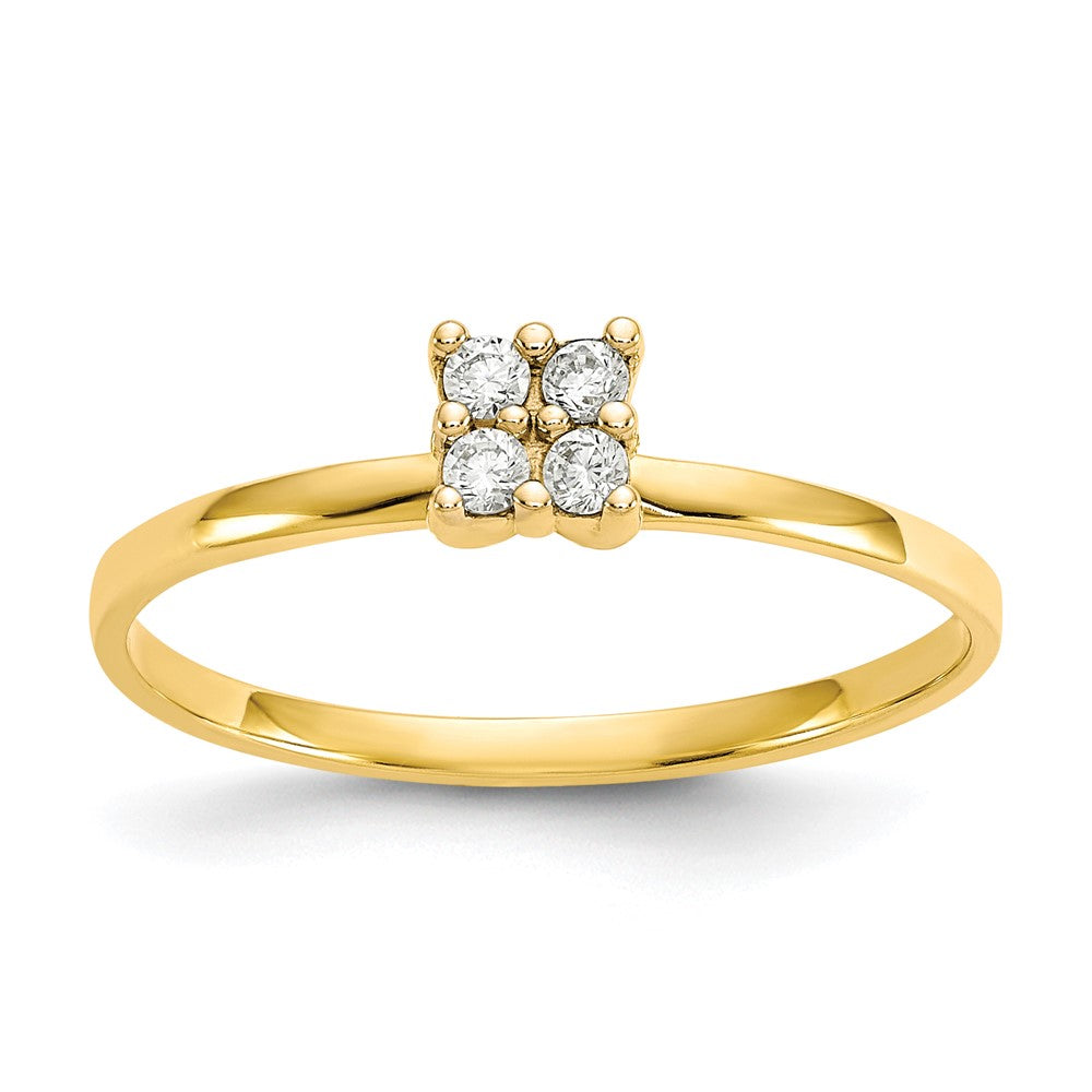 Casted;Polished;10K Yellow gold;CZ
