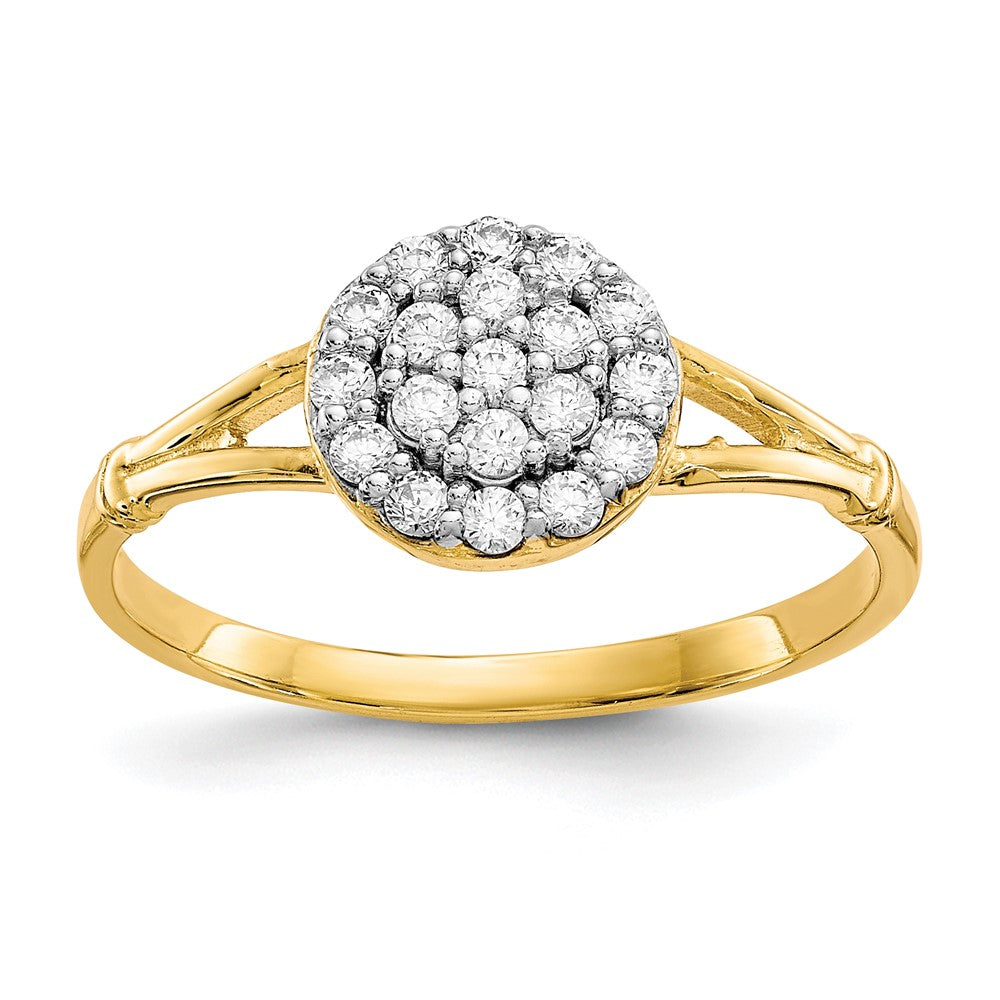 Polished;10K Yellow gold;CZ