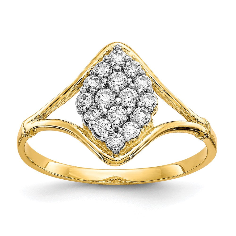 Casted;Polished;10K Yellow gold;CZ