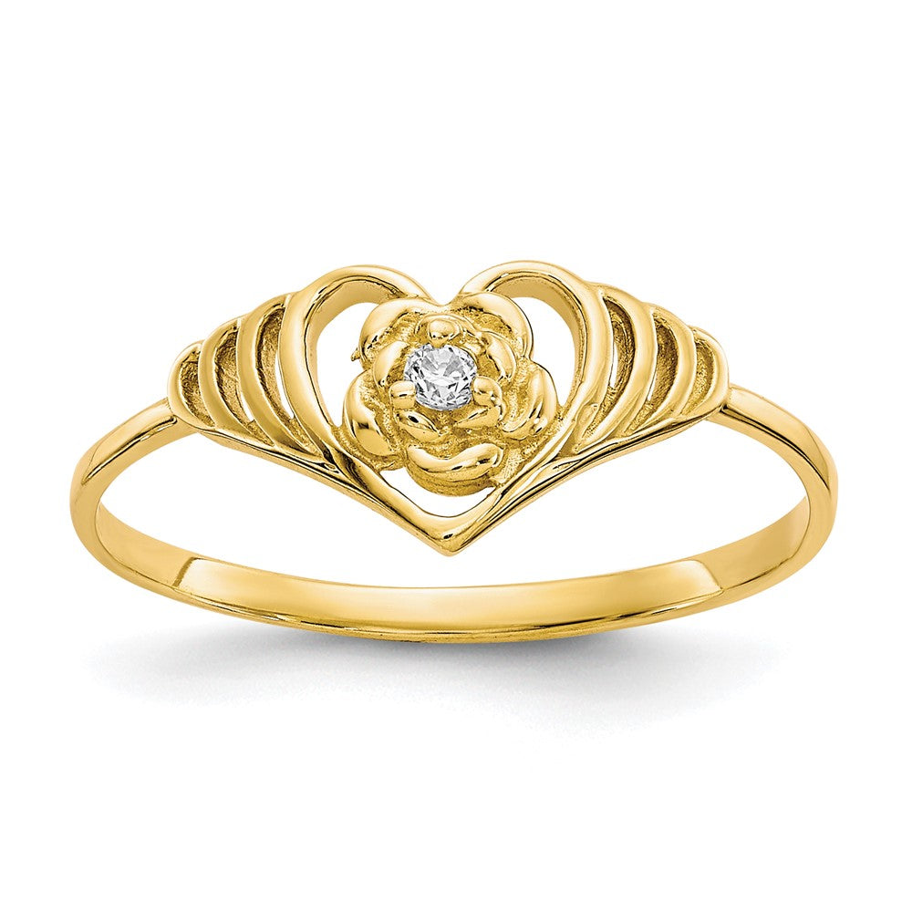Solid;Polished;10K Yellow gold;CZ