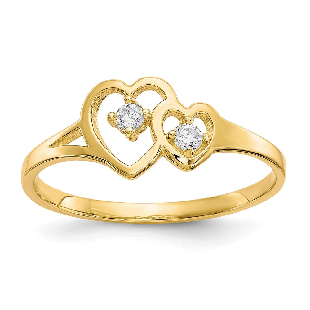 Solid;Polished;10K Yellow gold;CZ