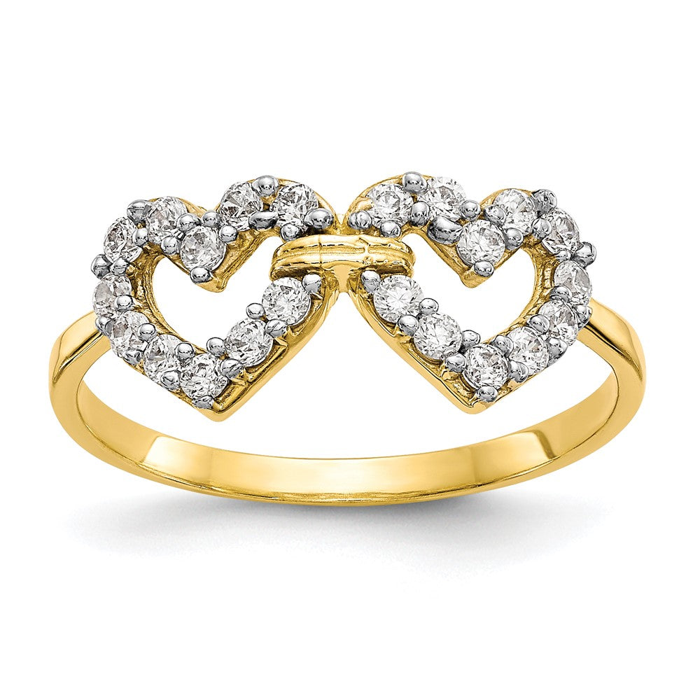 Solid;Polished;10K Yellow gold;Open back;CZ