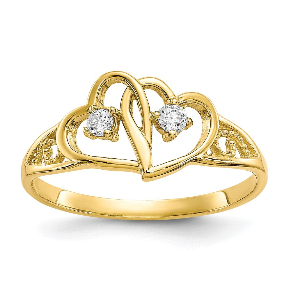 Solid;Polished;10K Yellow gold;CZ