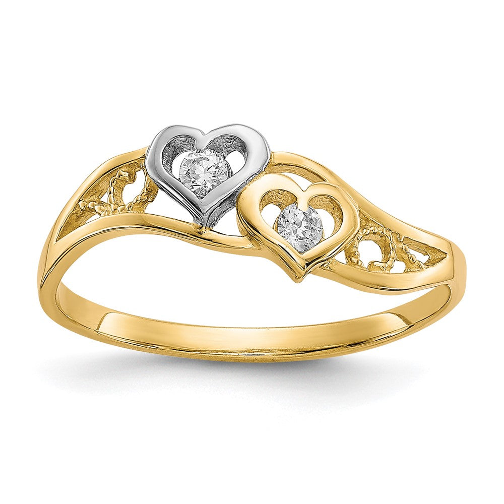 Solid;Polished;10K Yellow gold;CZ;Textured