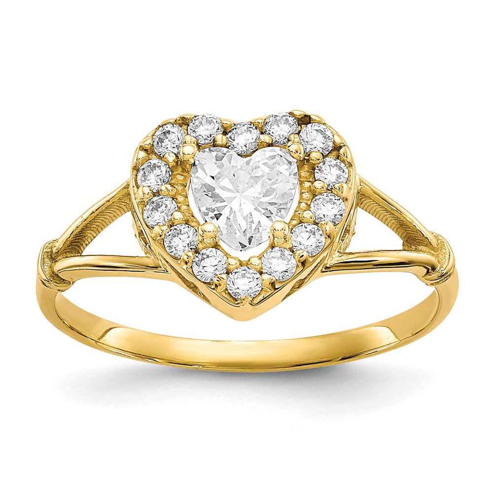 Solid;Polished;10K Yellow gold;Open back;CZ