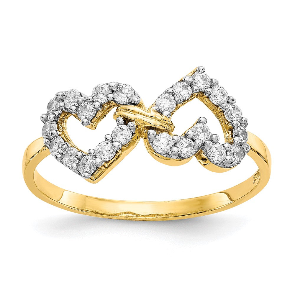 Solid;Polished;10K Yellow gold;Open back;CZ