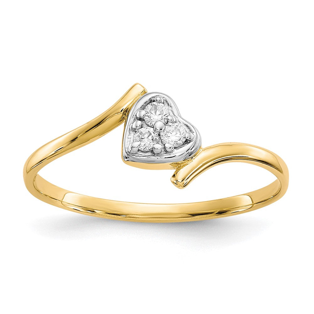 Solid;Polished;10K Yellow gold;Open back;CZ;Rhodium