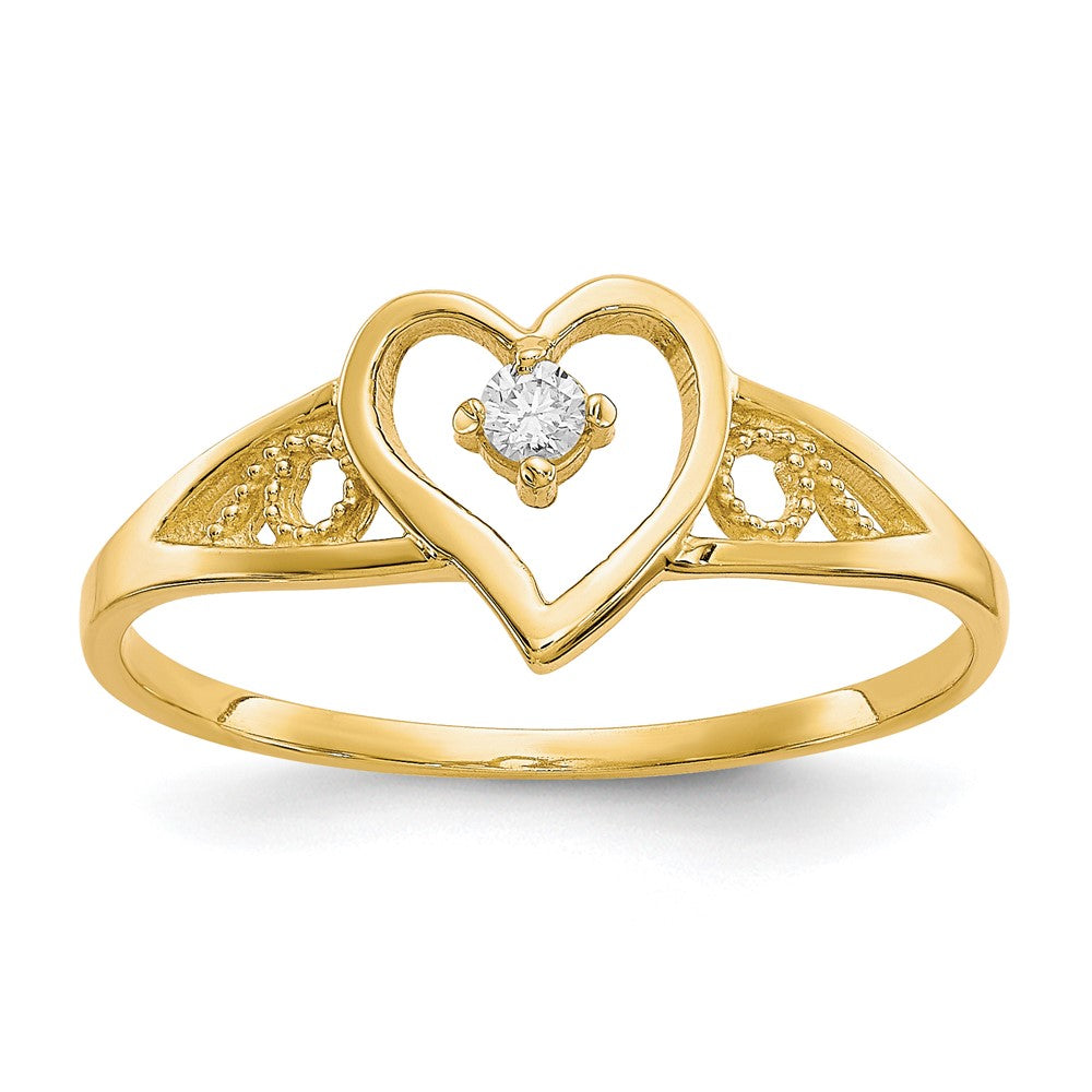 Solid;Polished;10K Yellow gold;CZ;Textured