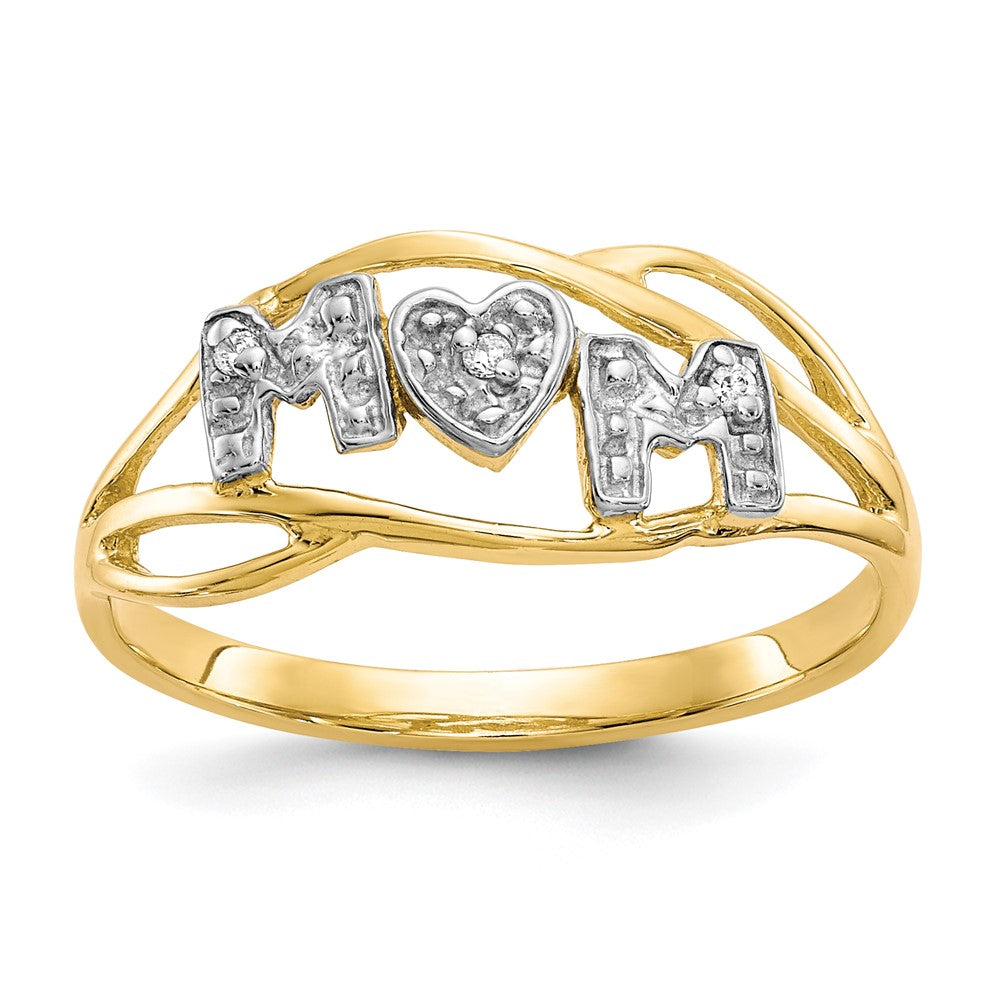 Solid;Polished;10K Yellow gold;Open back;CZ;Rhodium