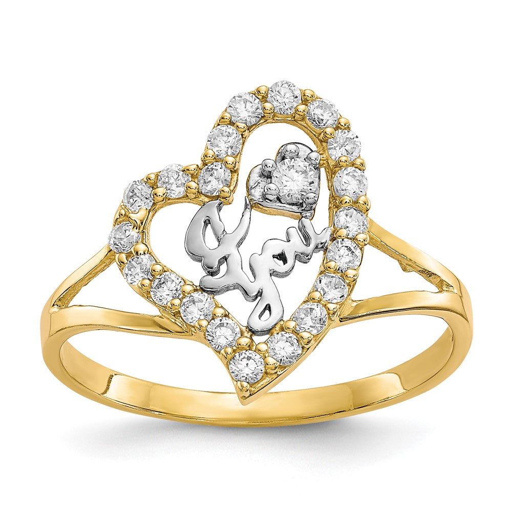 Solid;Polished;10K Yellow gold;Open back;CZ