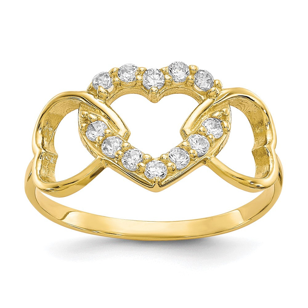 Solid;Polished;10K Yellow gold;Open back;CZ