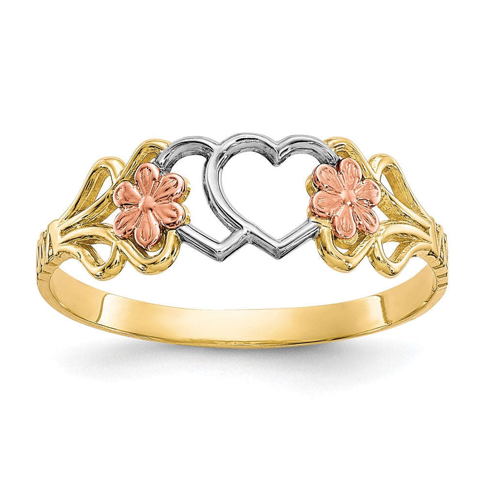 Solid;Polished;10K Yellow gold;Rhodium;Textured;10K Rose gold