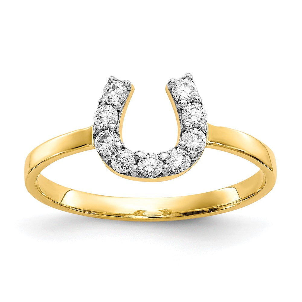 Solid;Polished;10K Yellow gold;CZ