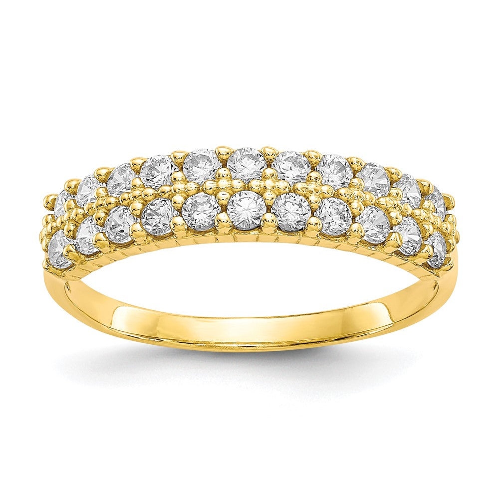 Polished;10K Yellow gold;Open back;CZ