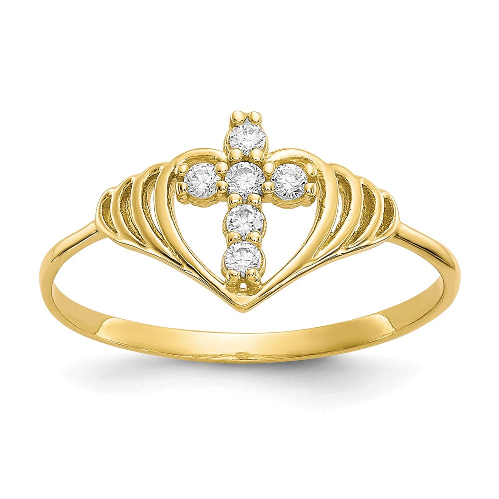 Polished;10K Yellow gold;Closed back;CZ