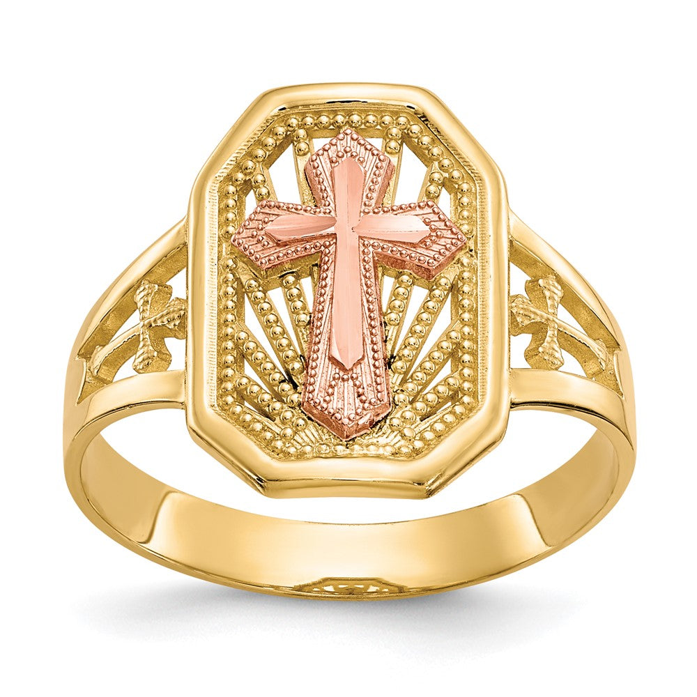 Diamond-cut;Polished;10K Yellow gold;Textured;10K Rose gold