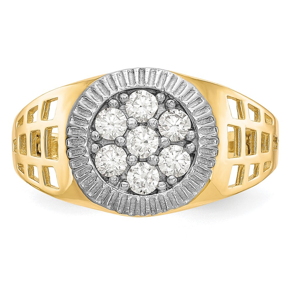 10K w/Rhodium Men'S CZ Cluster Ring