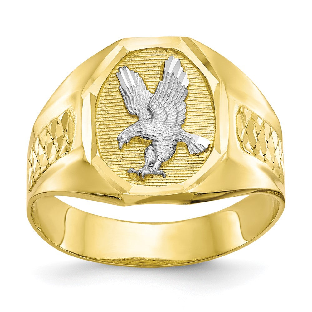 Diamond-cut;Polished;10K Yellow gold;Rhodium;Textured back