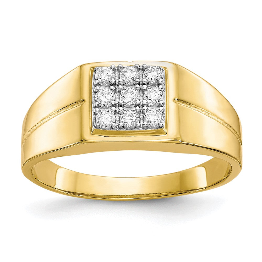Polished;10K Yellow gold;Open back;CZ