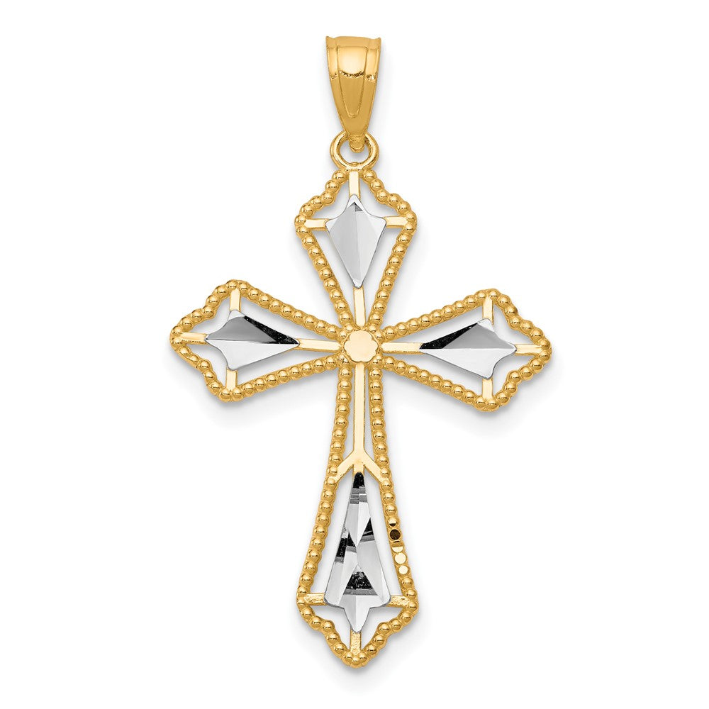 Diamond-cut;Polished;10K Yellow gold;Rhodium