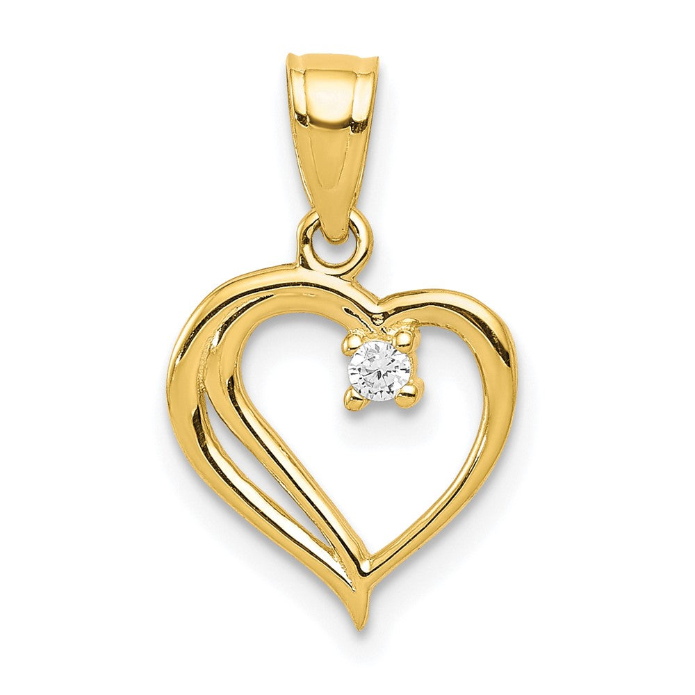 Polished;10K Yellow gold;CZ