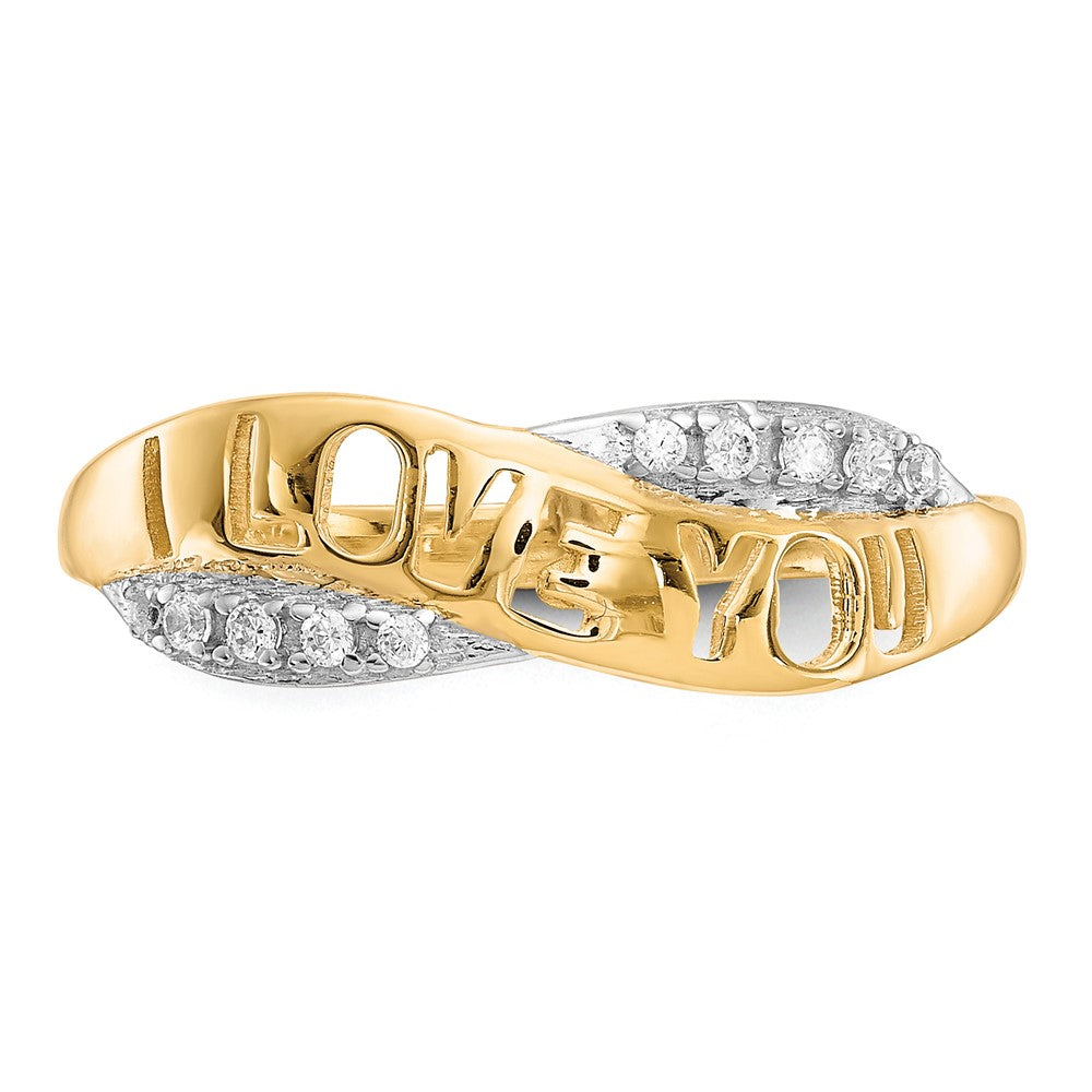 10K w/Rhodium CZ I LOVE YOU Ring