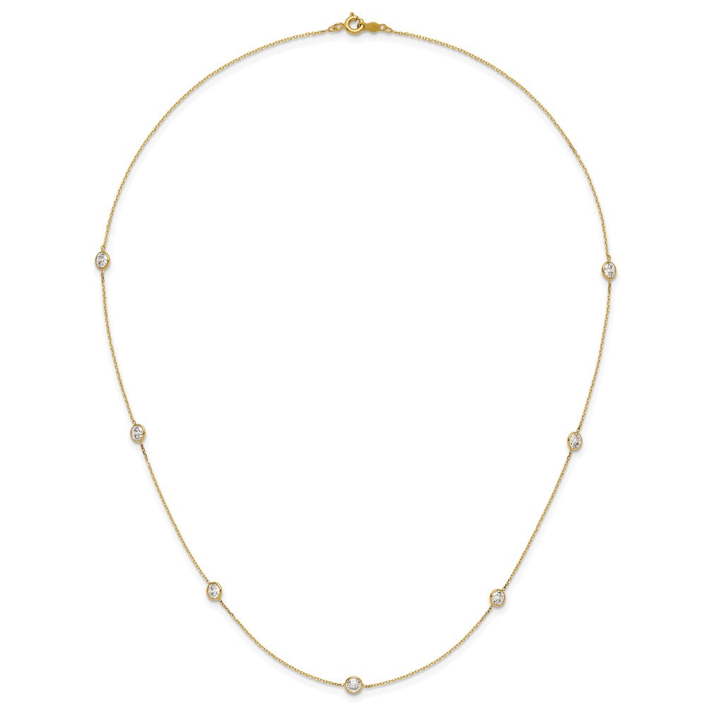 10K Polished CZ 7 Station Necklace