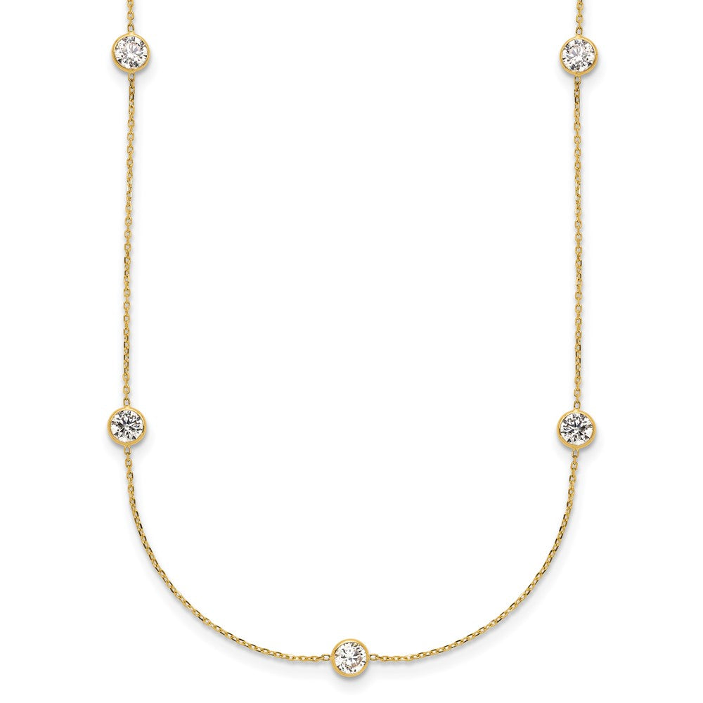 10K Polished CZ 7 Station Necklace