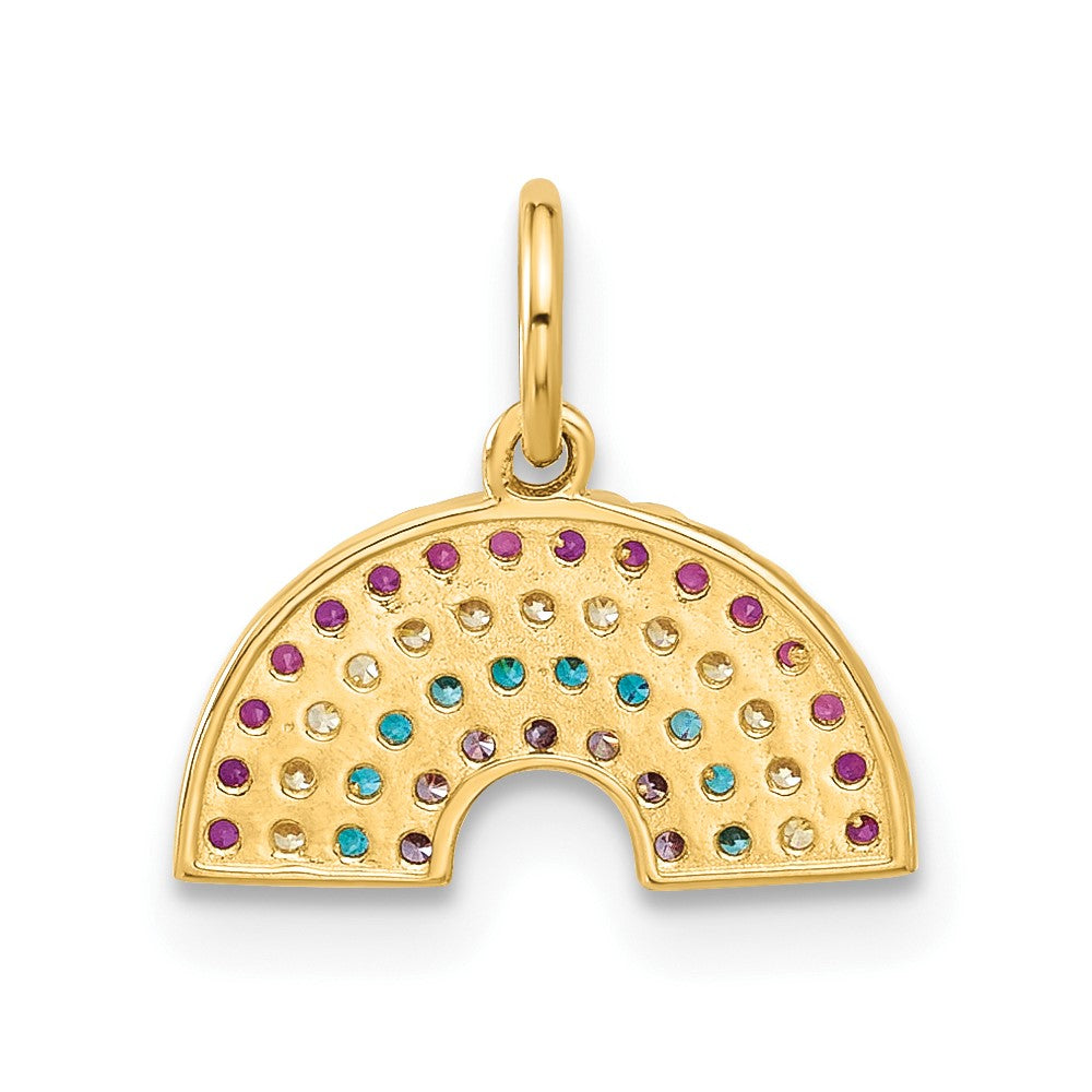 10K Polished CZ Rainbow Charm