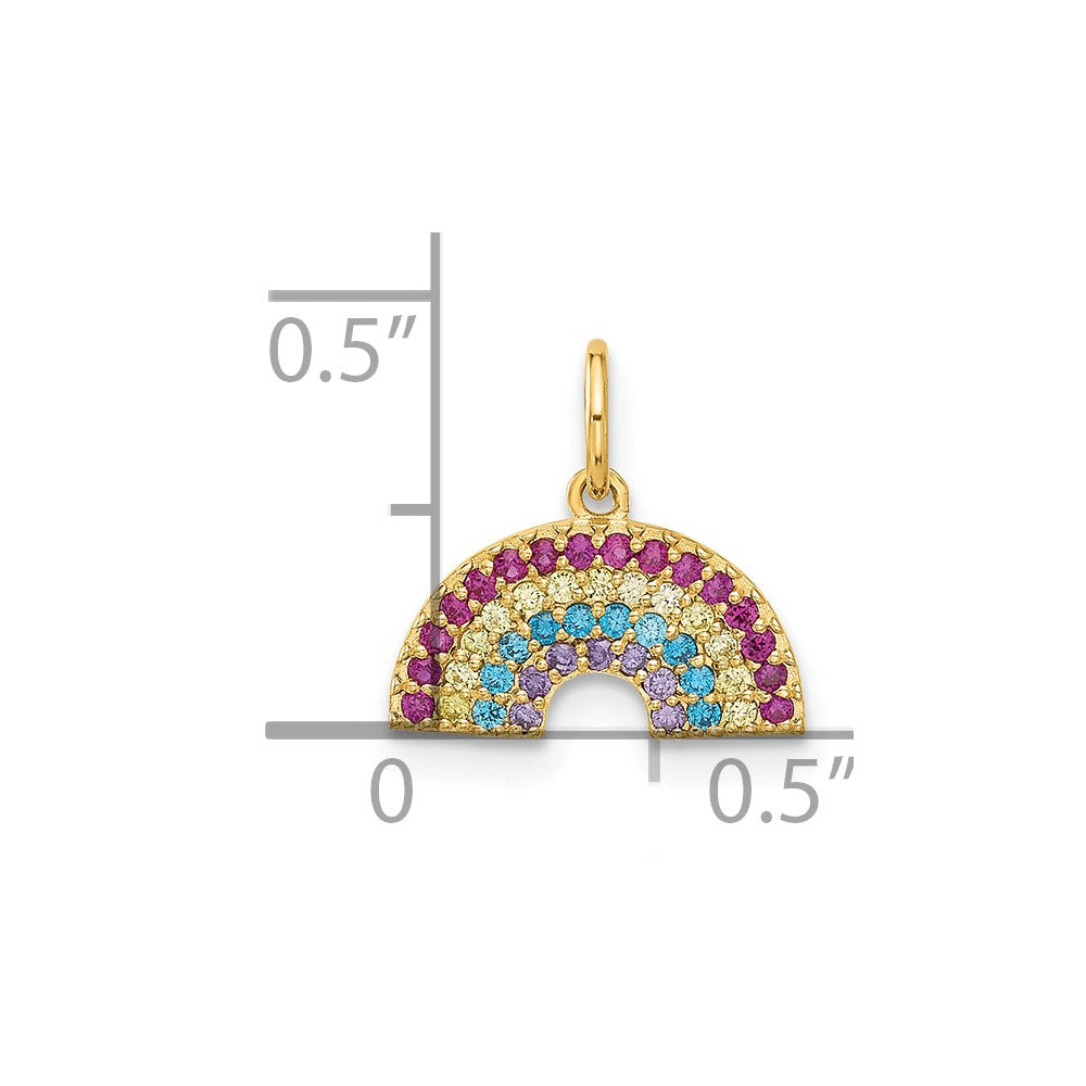 10K Polished CZ Rainbow Charm