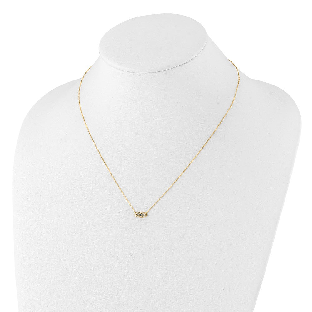10K Polished CZ Evil Eye Necklace
