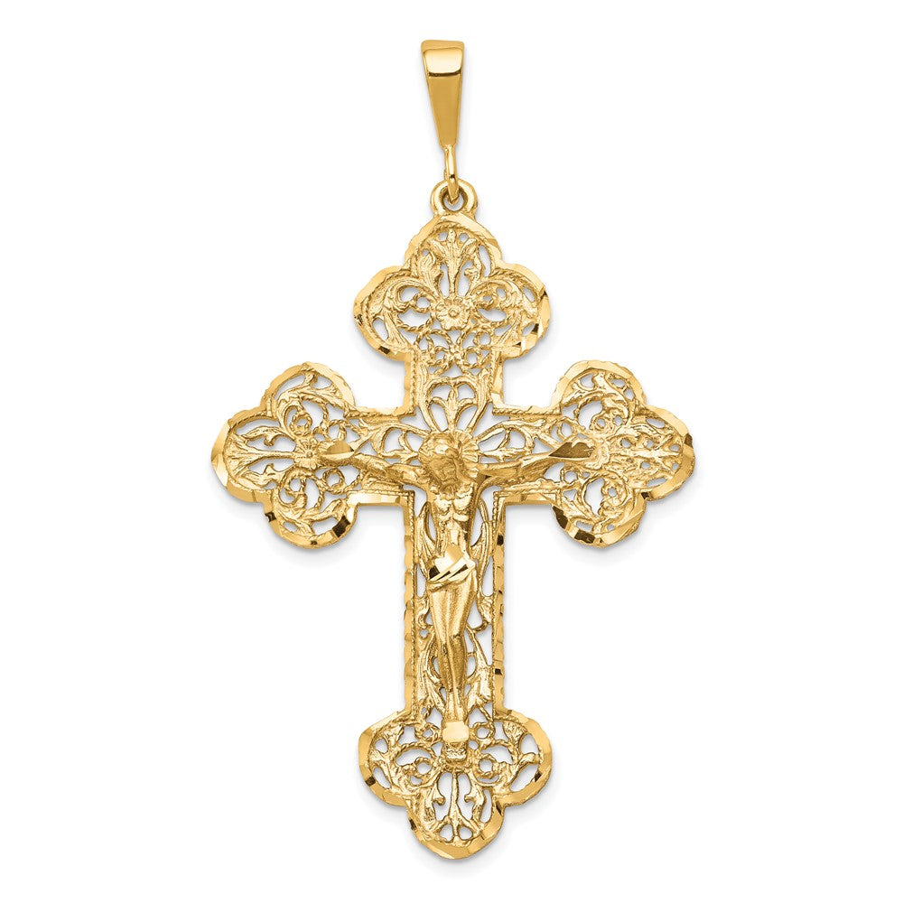 Solid;Casted;Diamond-cut;10K Yellow gold;Flat back;Textured