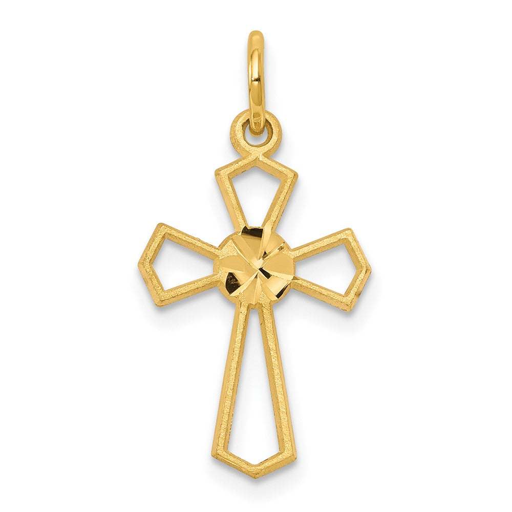 Casted;Diamond-cut;Polished;10K Yellow gold;Flat back;Rhodium