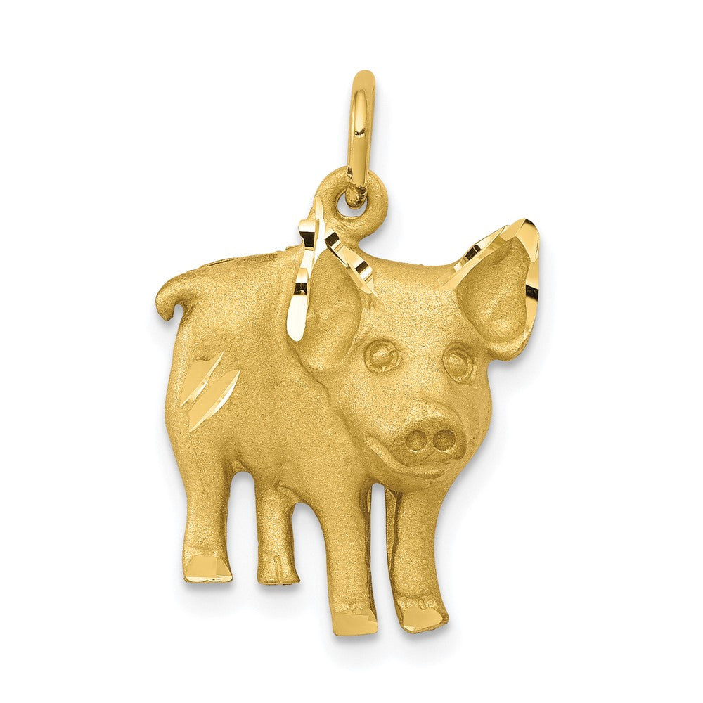 Solid;Casted;Diamond-cut;Satin;10K Yellow gold