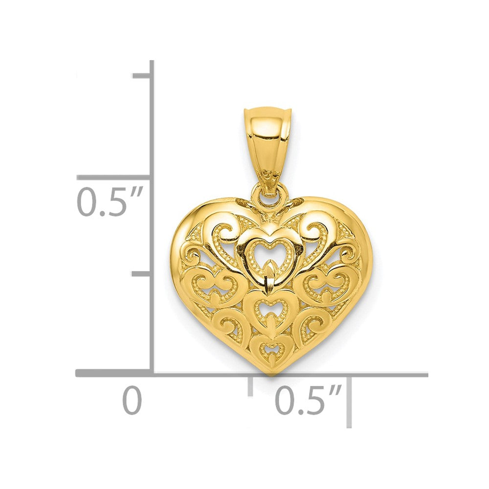 10k Diamond-Cut Heart Charm