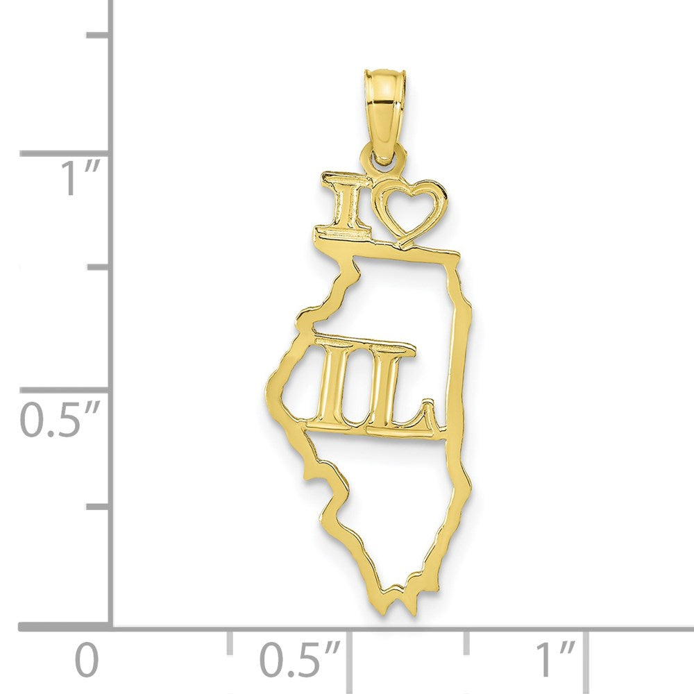 10K Solid Illinois State Pendant