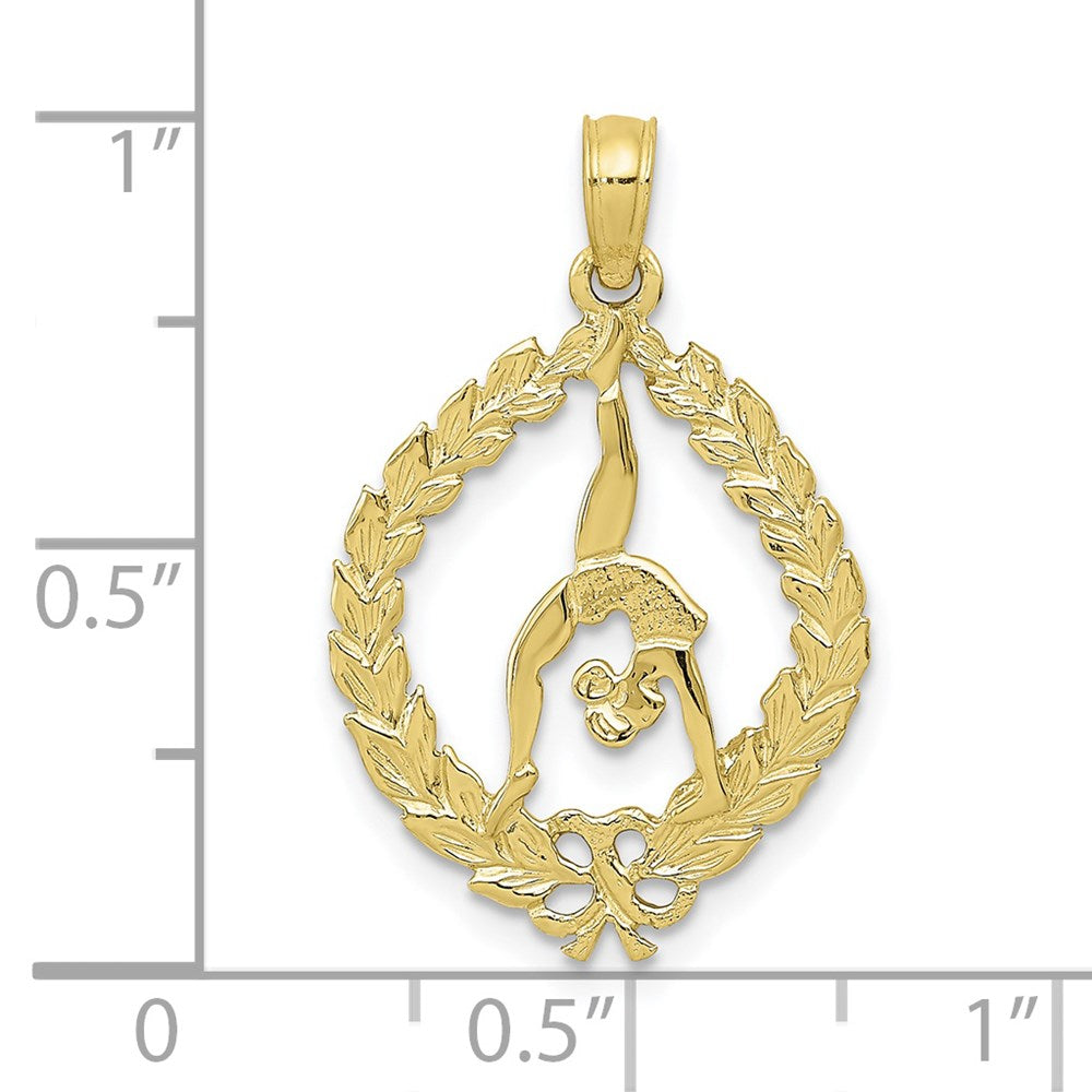 10K Solid Polished Framed Gymnast Pendant