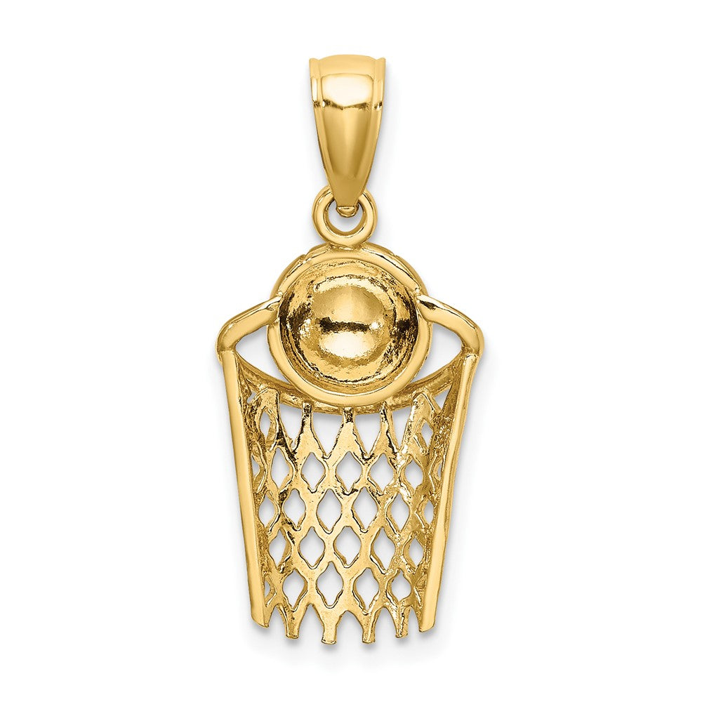 10K Polished Basketball and Net Charm