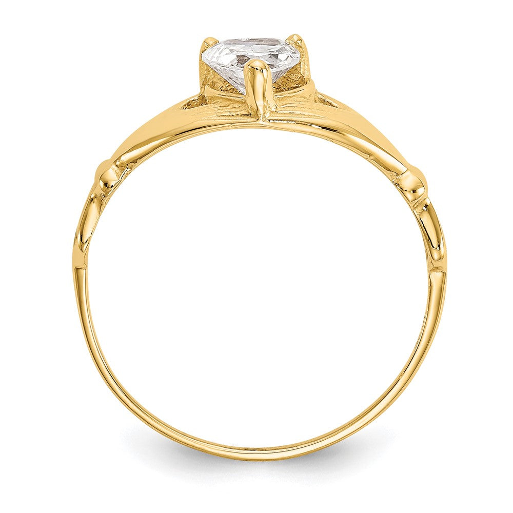 10k CZ April Birthstone Claddagh Heart Ring