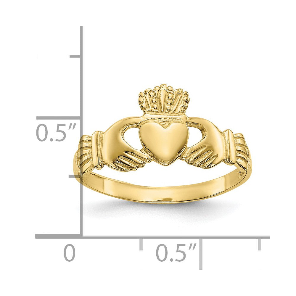 10k Polished Ladies Claddagh Ring