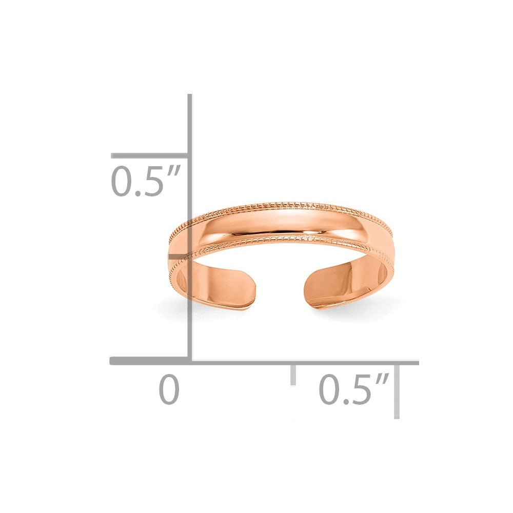10K Rose Gold Mill Grain Adjustable Toe Ring