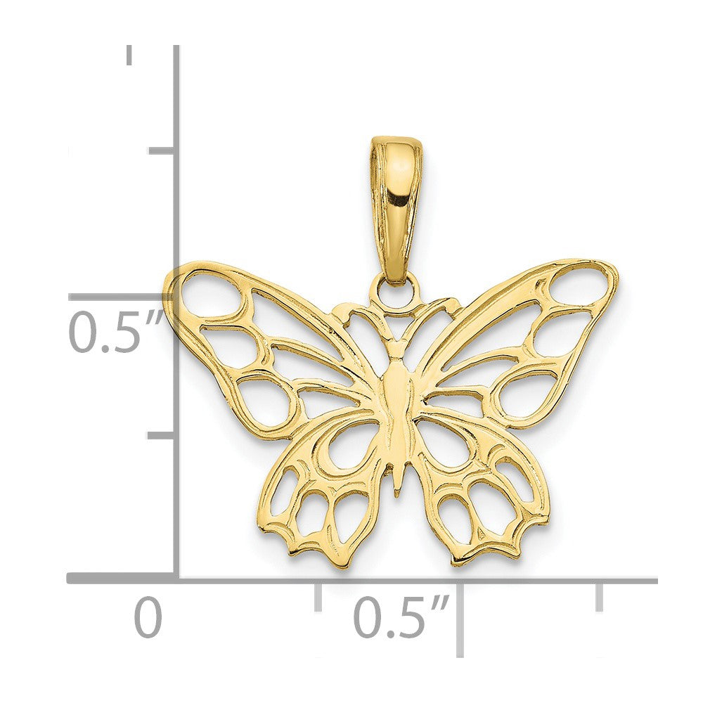 10K Butterfly Cut-out Pendant