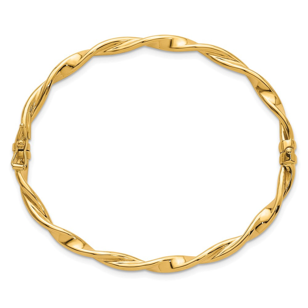 10K Polished and Twisted 4.00mm Hinged Bangle