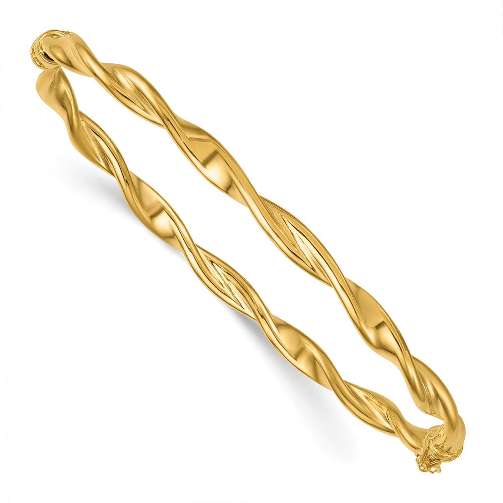 10K Polished and Twisted 4.00mm Hinged Bangle