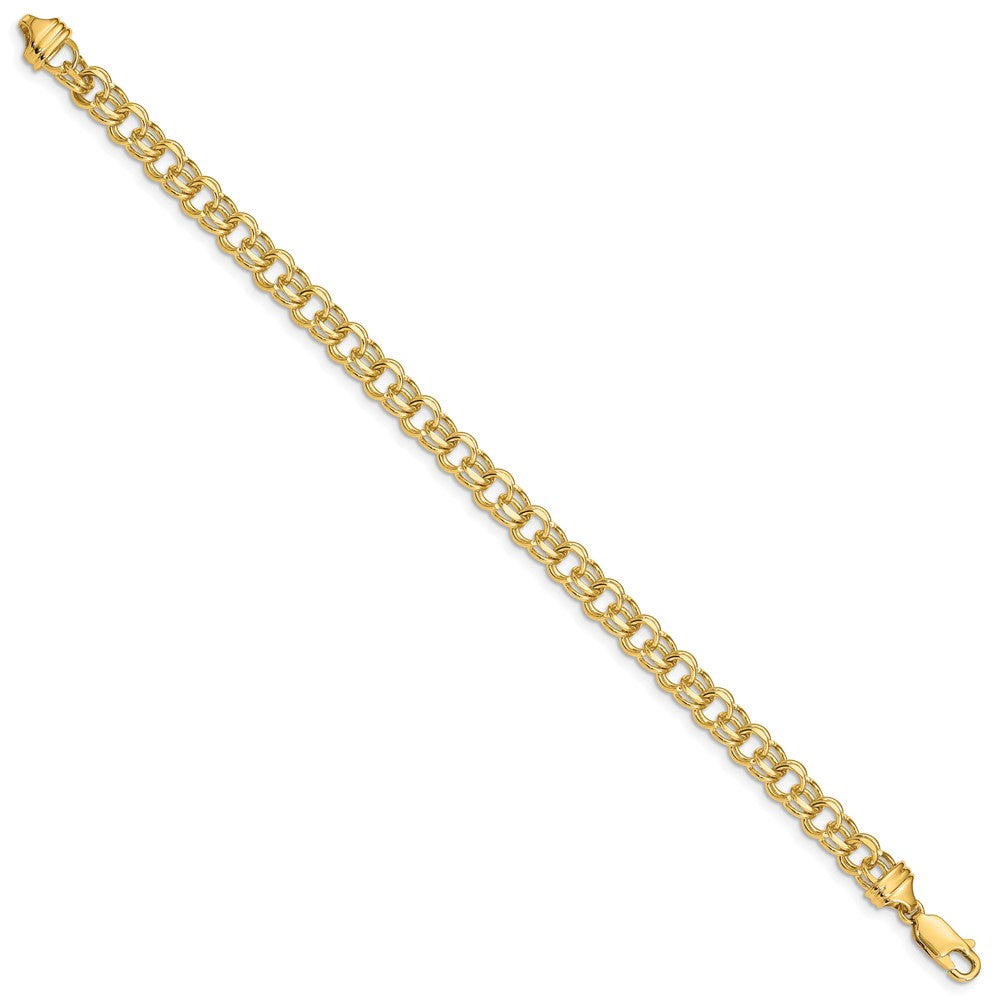 10k 8in 5.5mm Solid Double Link Charm Bracelet