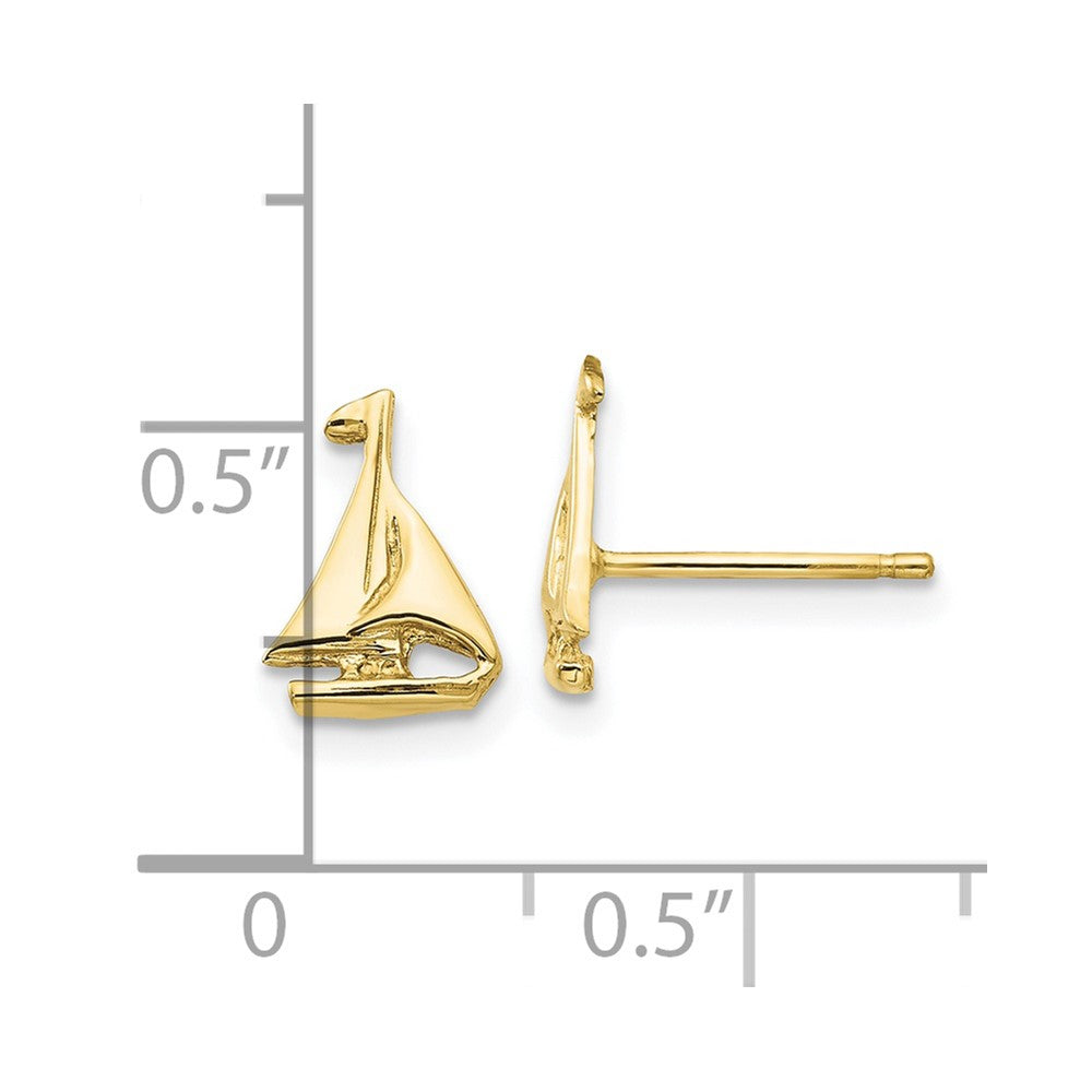 10k Sail Boat Earrings